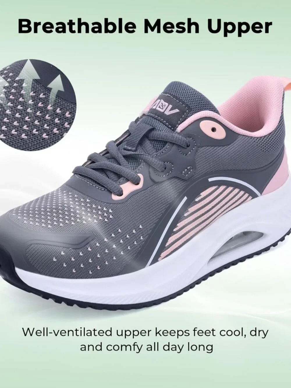 Women's Grey-pink Walking Shoes Orthotic Tennis Sneakers for Foot Pain Relief